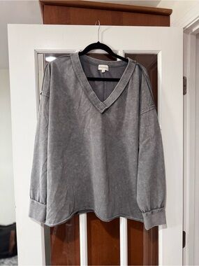 Brand New Stitch & Co Mineral Gray V-Neck Pullover Sweatshirt